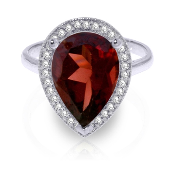 Galaxy Gold Products Jewelry - 14K SOLID GOLD RING WITH NATURAL DIAMONDS & GARNET
